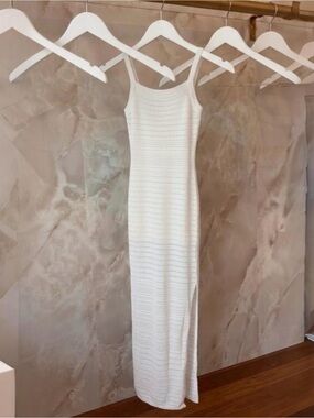 White Knit Maxi Beach Dress - Classic Minimalist